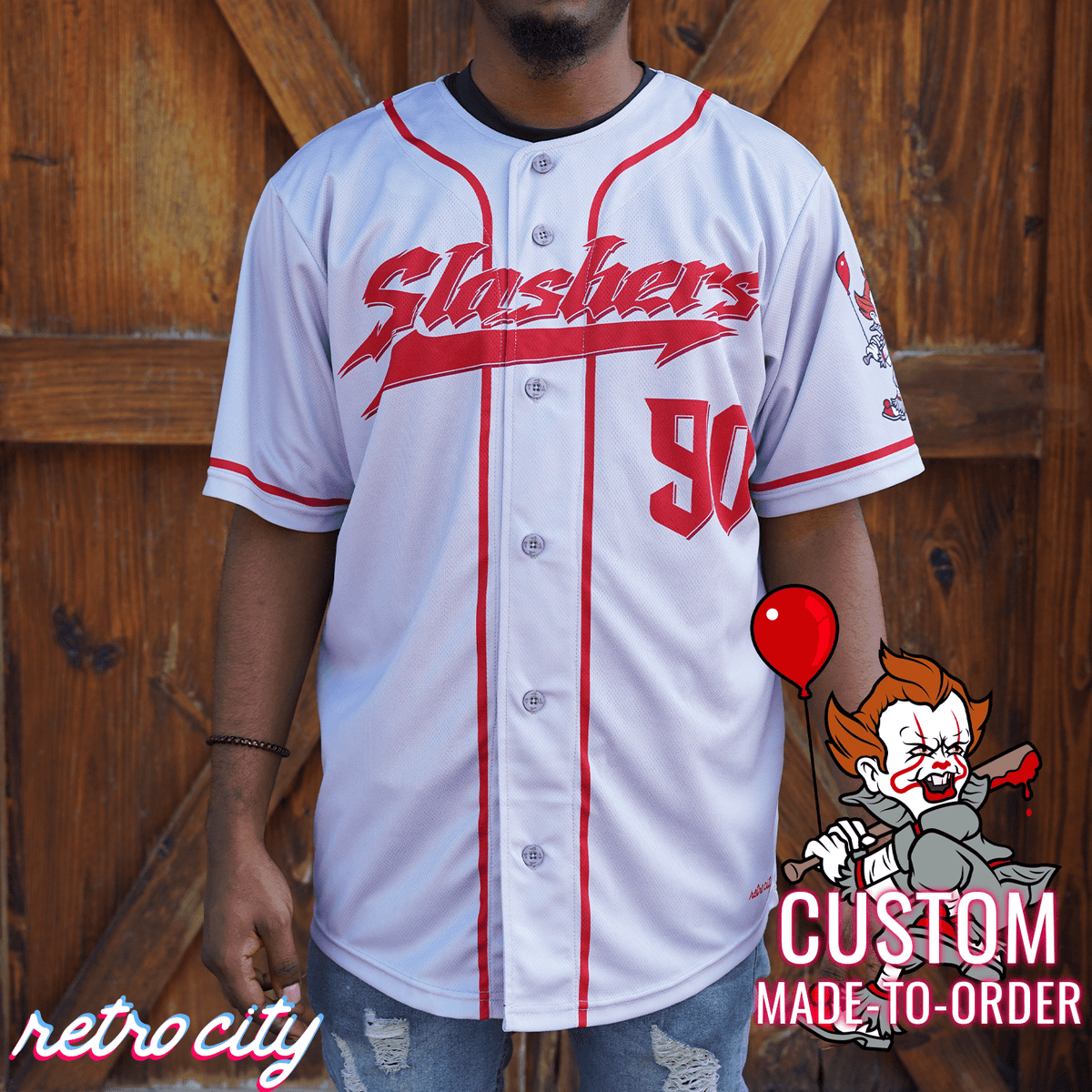 Pennywise It Slasher Series Full-Button Halloween Baseball Jersey Shirt