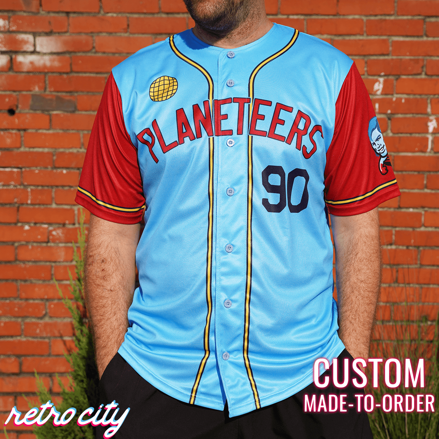 Planeteers Captain Planet Full-Button Baseball Jersey Shirt