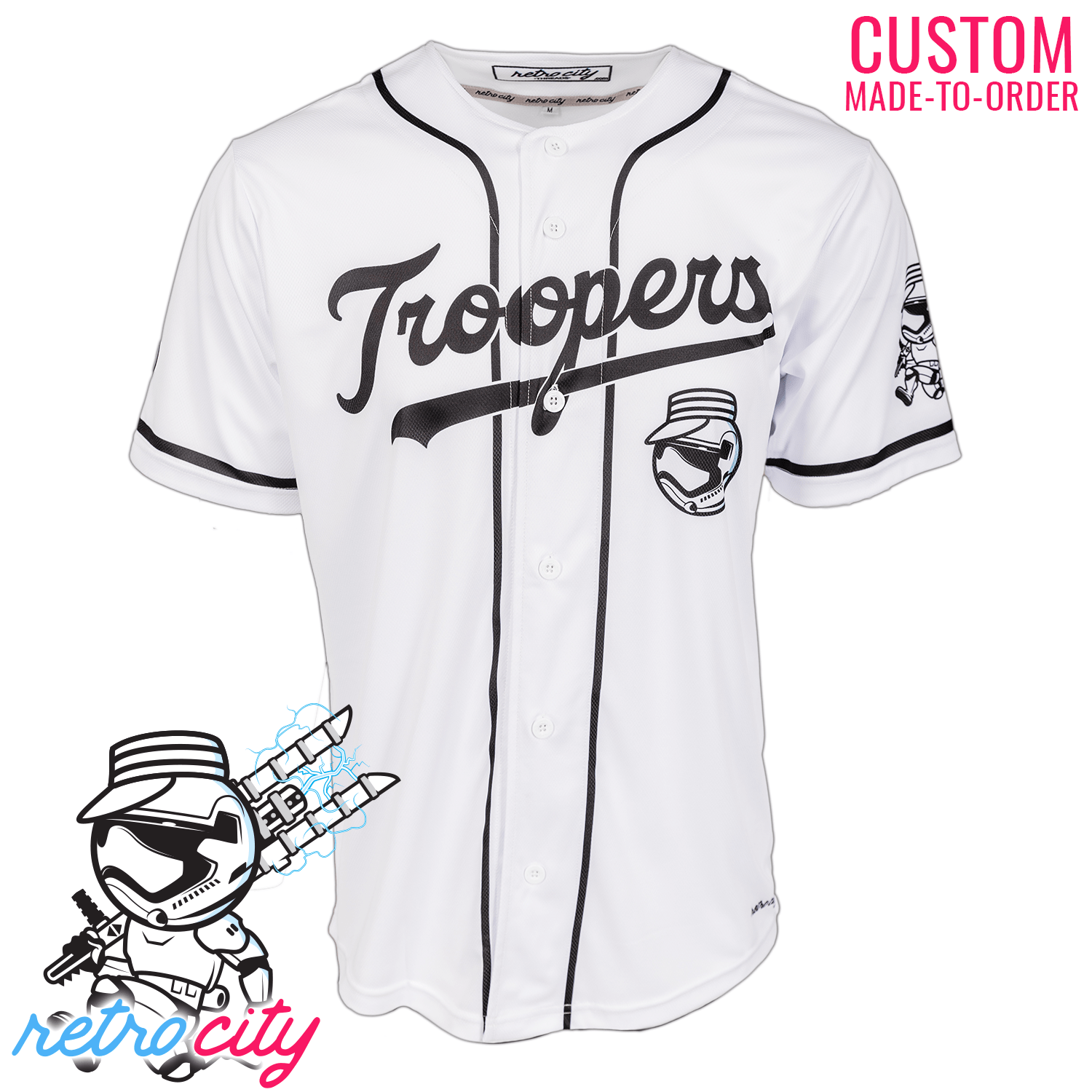 Troopers Star Wars Empire Darth Vader Disney Baseball Jersey White