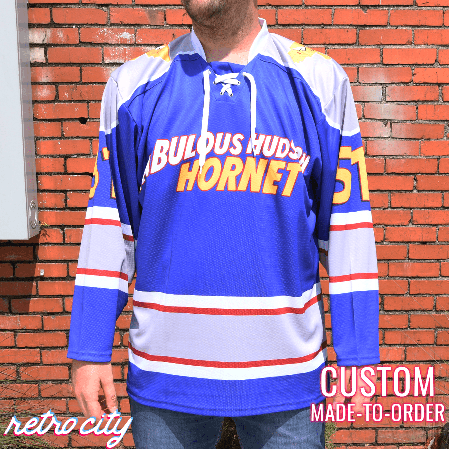 Fabulous Hudson Hornet Lace-up Hockey Jersey Sweater – Retro City Fabulous Hudson Hornet Lace-up Hockey Jersey Sweater – Retro City