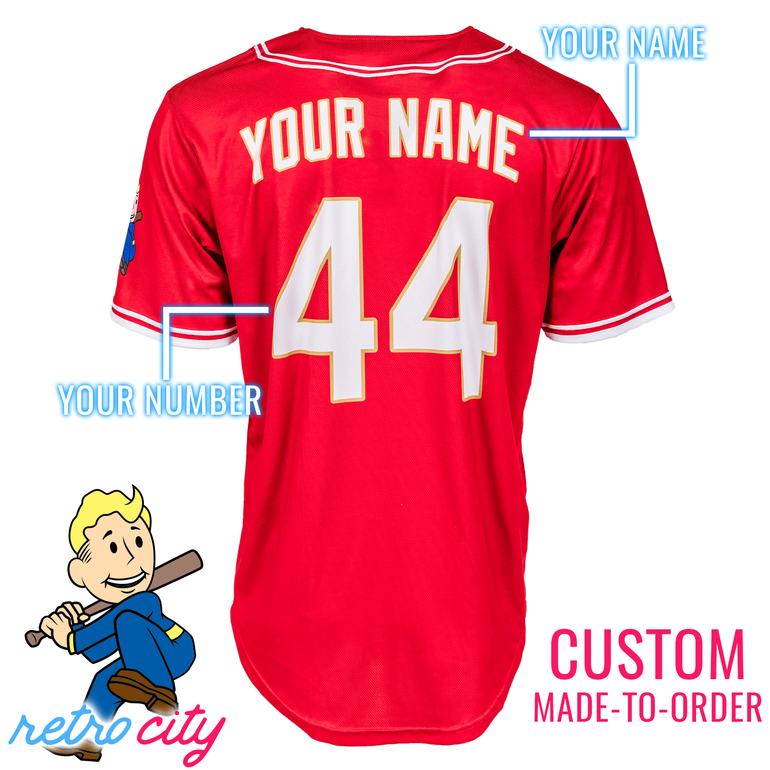 Nuka Cola Vault Boy Fallout Full-Button Baseball Jersey