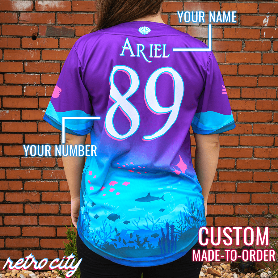 Mermaid Princess Full-Button Baseball Jersey