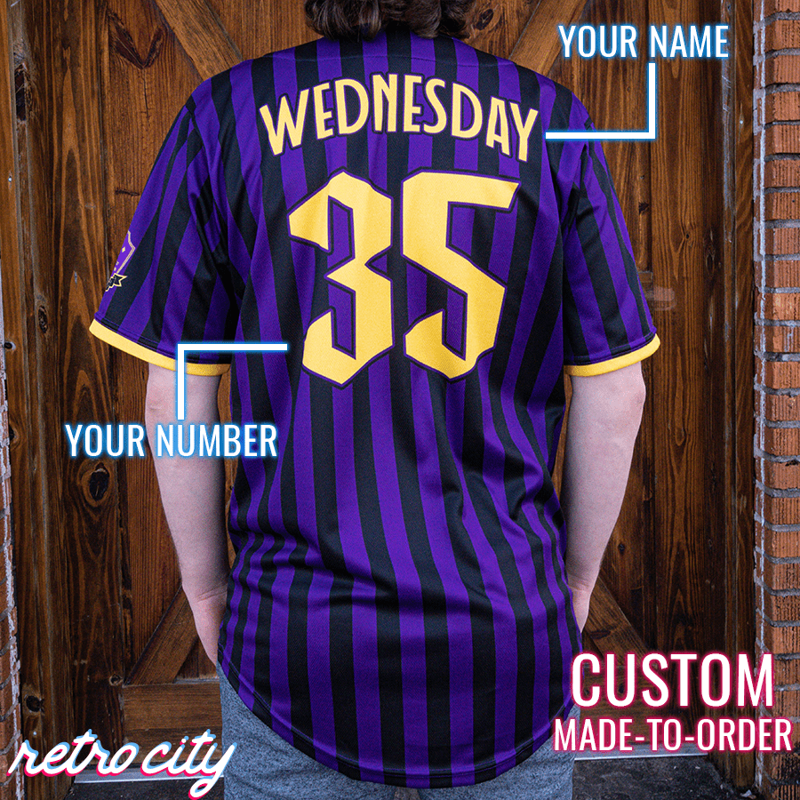 Nevermore Academy Full-Button Striped Baseball Jersey