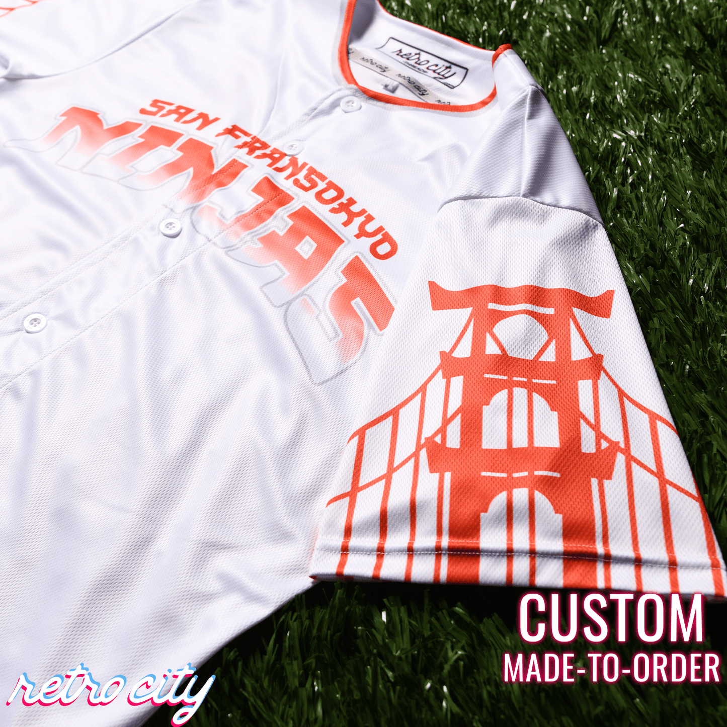 San Fransokyo Ninjas Full-Button Baseball Jersey J4