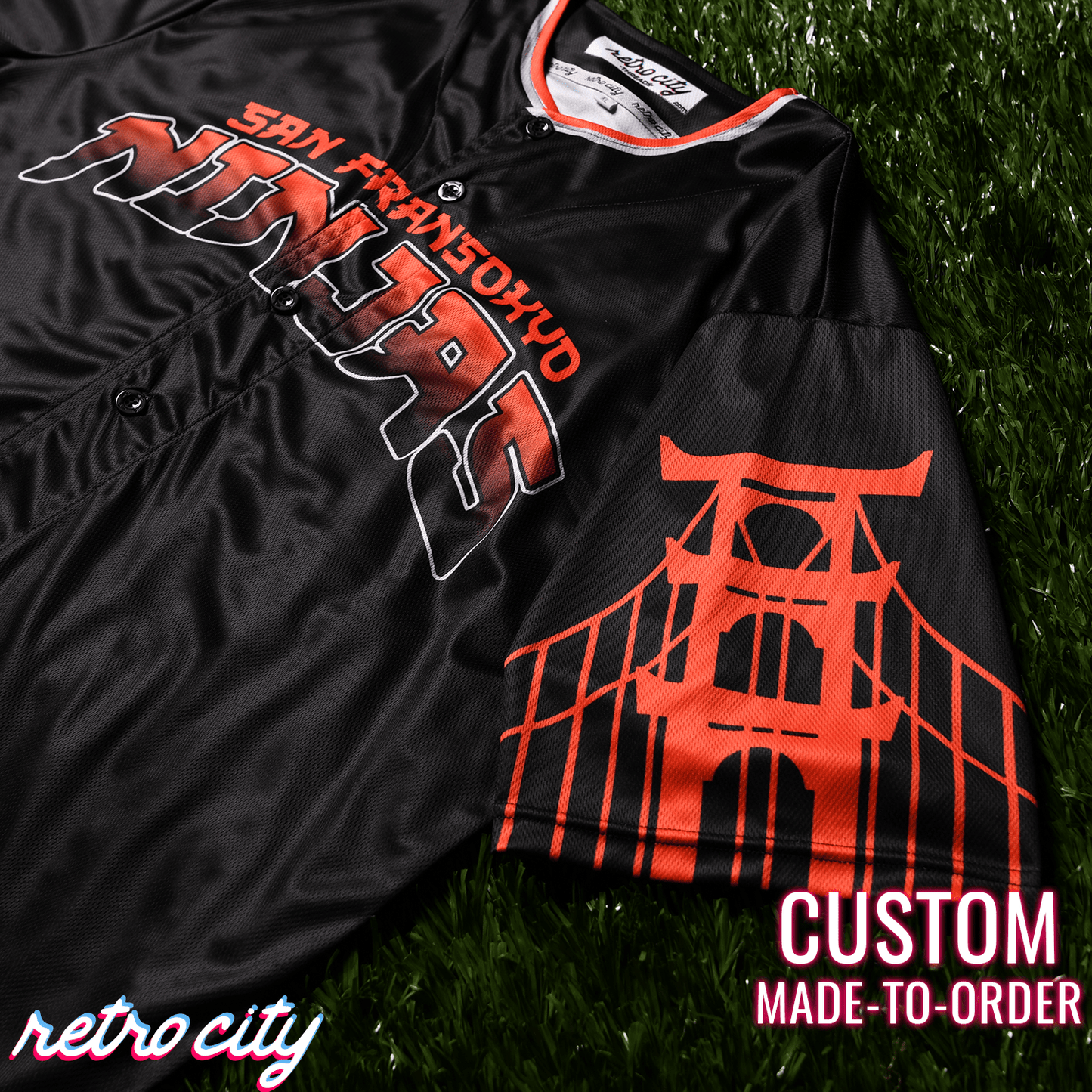 San Fransokyo Ninjas Full-Button Baseball Jersey J5