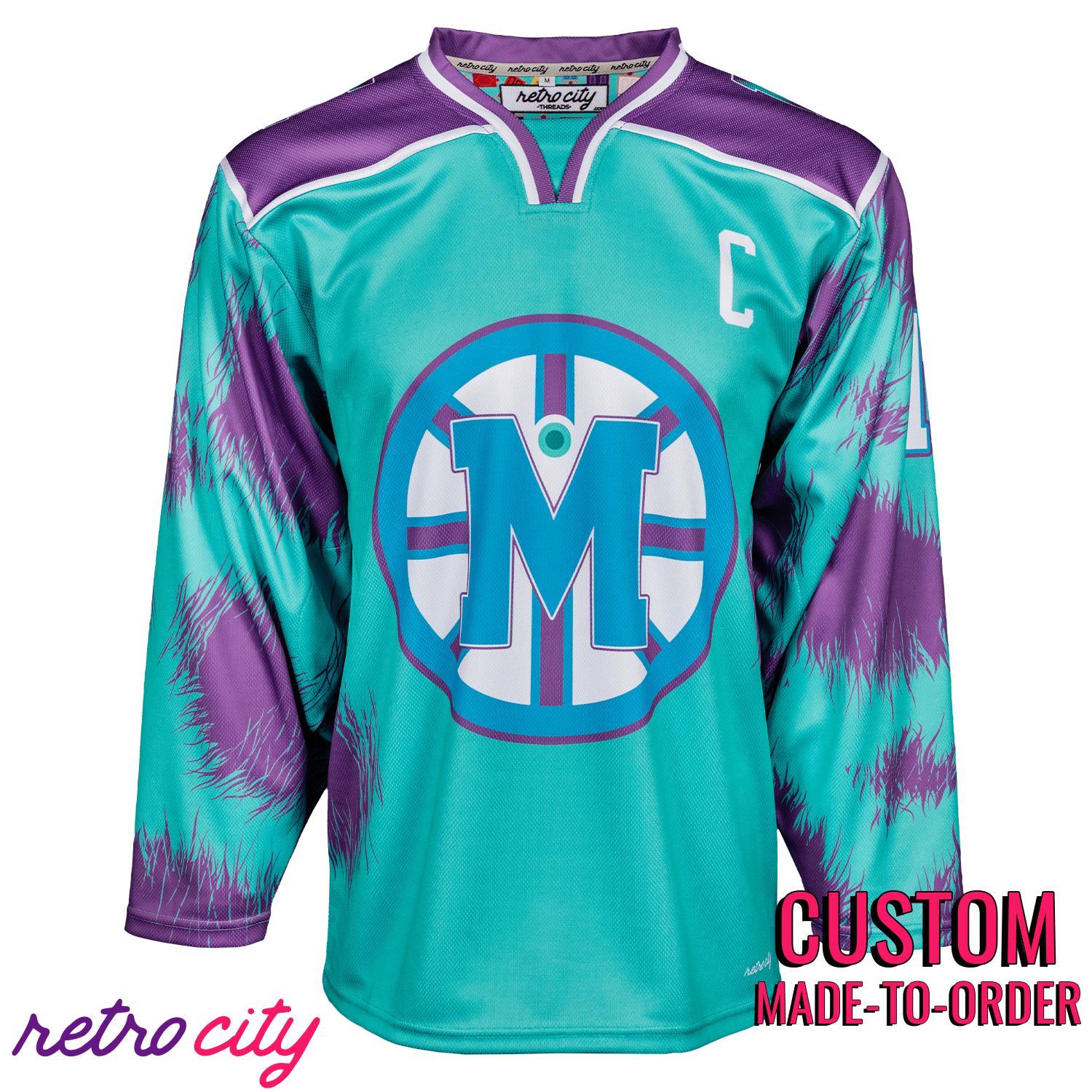 madison monsters hockey Monstropolis Monsters Hockey Jersey Sweater (Teal) – Retro City Threads