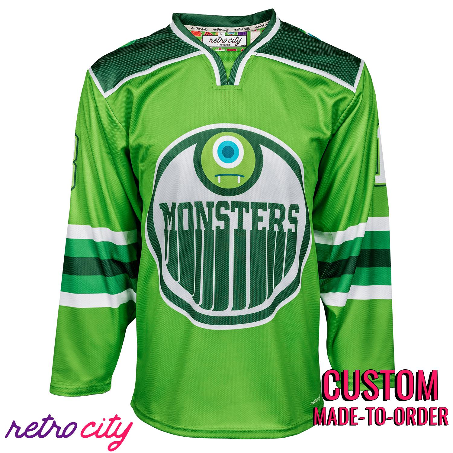 monsters hockey jersey Monstropolis Monsters Hockey Jersey Sweater (Green), Youth XL