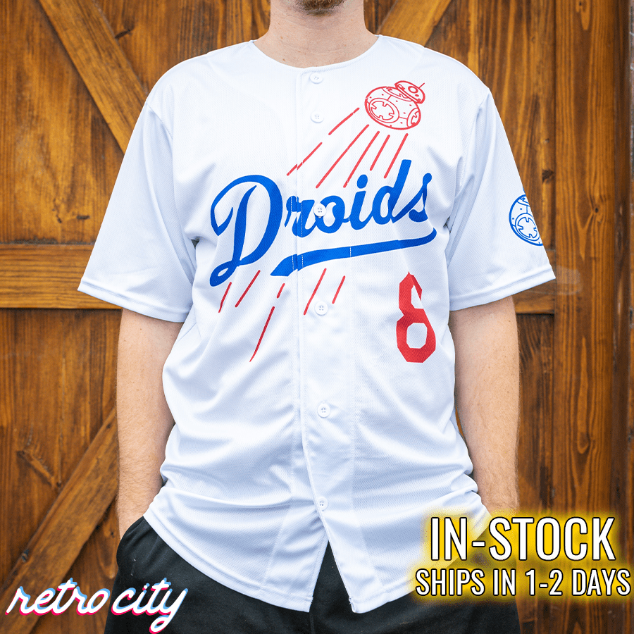 droids los angeles full-button baseball jersey (white) *in-stock*