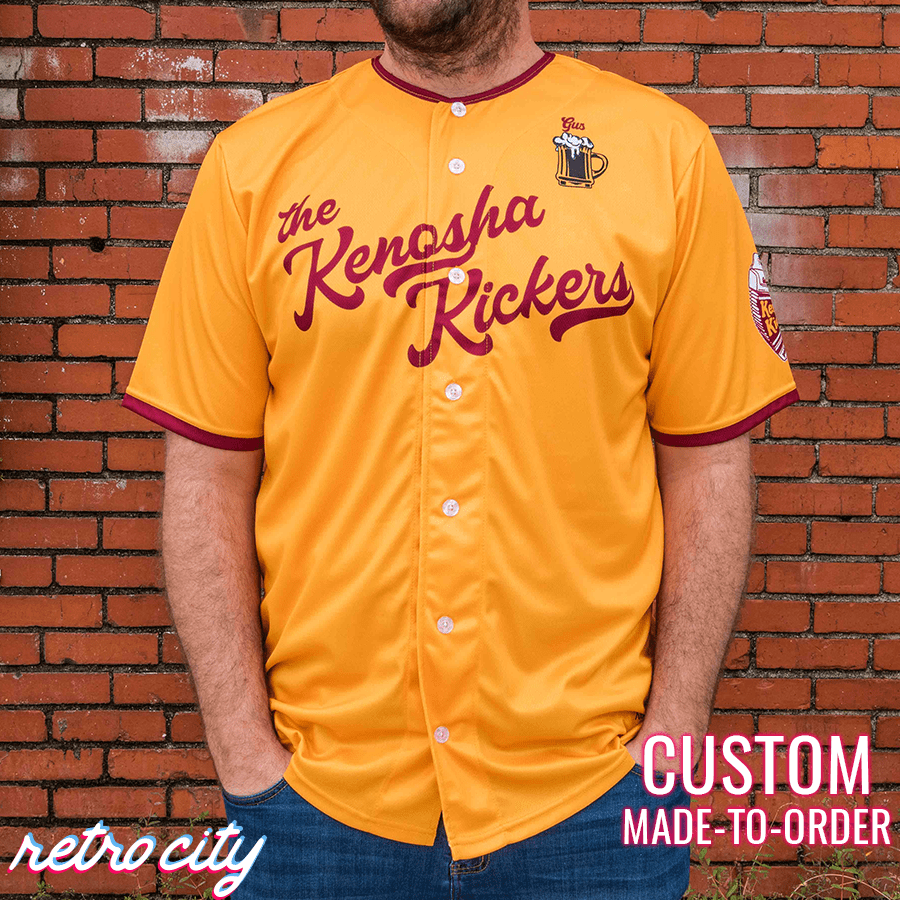 kenosha kickers home alone gus polinski full-button baseball jersey