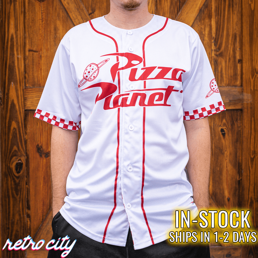 pizza planet full-button baseball fan jersey (white) *in-stock*