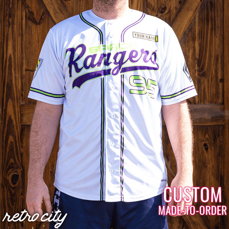 Space Rangers Full-Button Baseball Fan Jersey (White) – Retro City