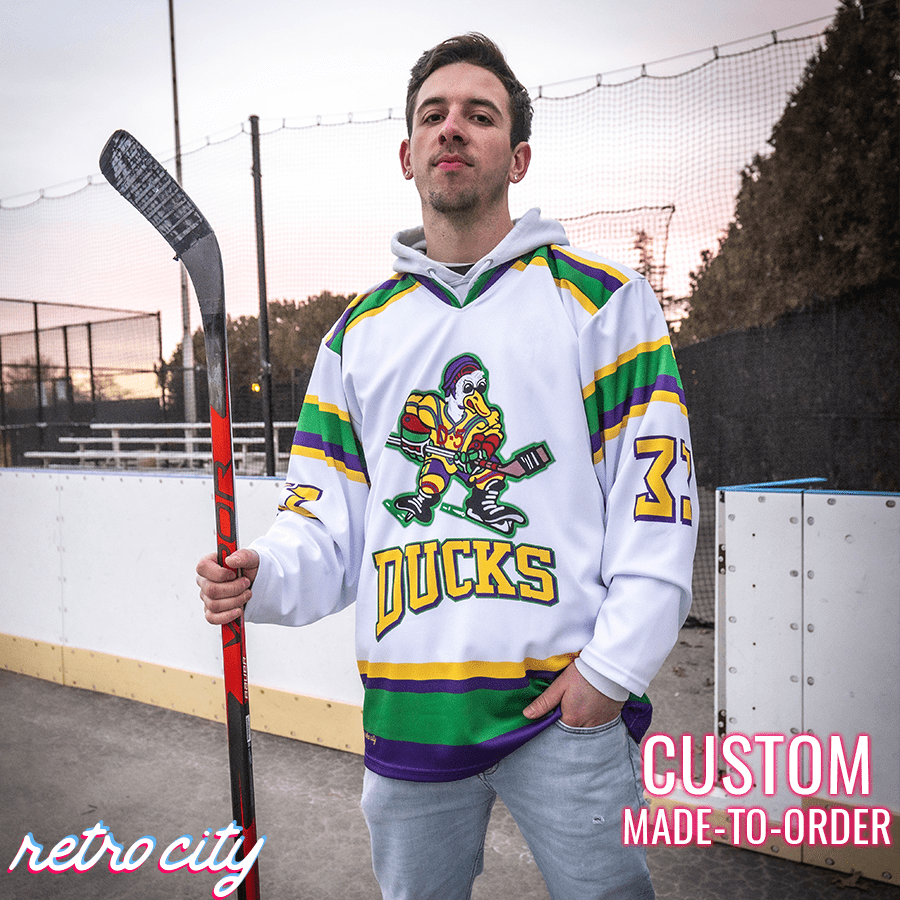 the mighty ducks 'goldberg' disney custom hockey jersey sweater (white)