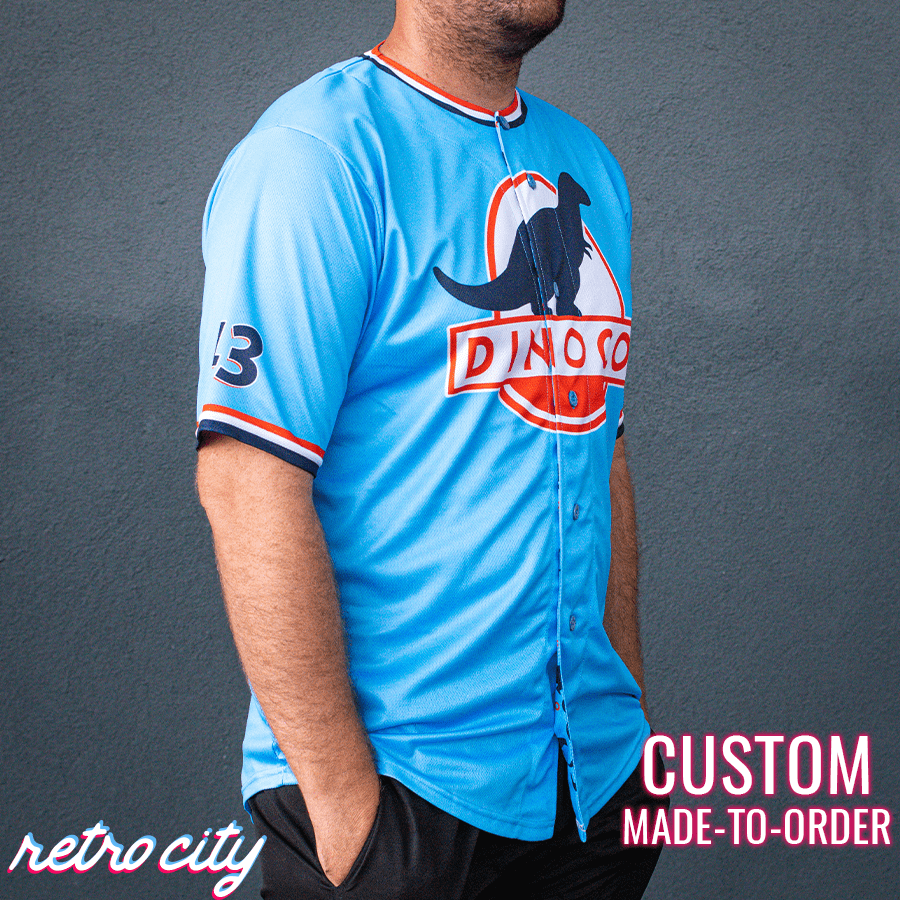 dinoco strip “the king” weathers full-button baseball fan jersey