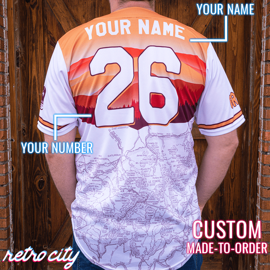 tennessee jersey, great smoky mountains, tennessee baseball jersey