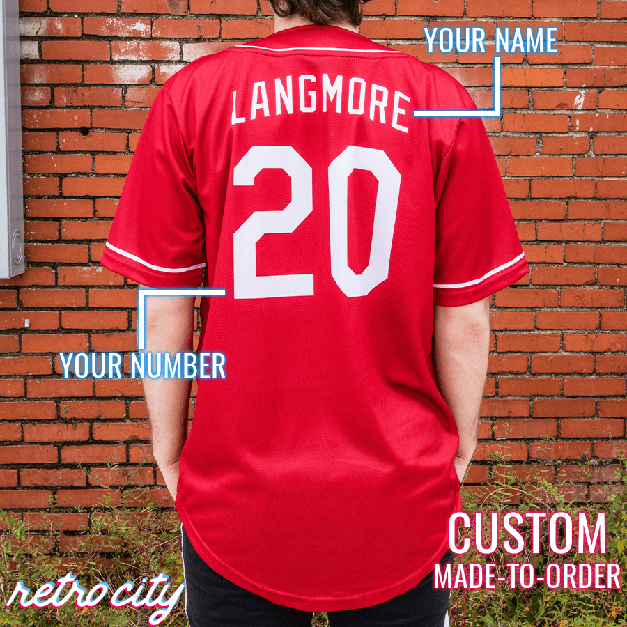 lazy-o motel ozark ruth langmore full-button baseball jersey (red)