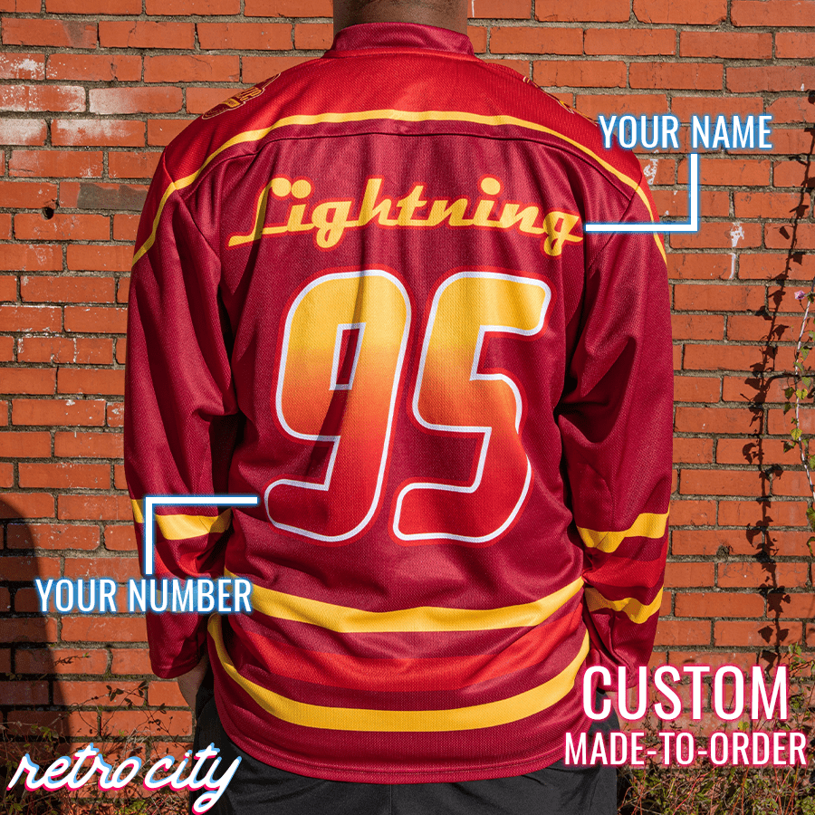 Disney Jersey, Rust-eze 'Cars' Disney Movie Lightning McQueen Radiator Springs Custom Lace-up Hockey Jersey