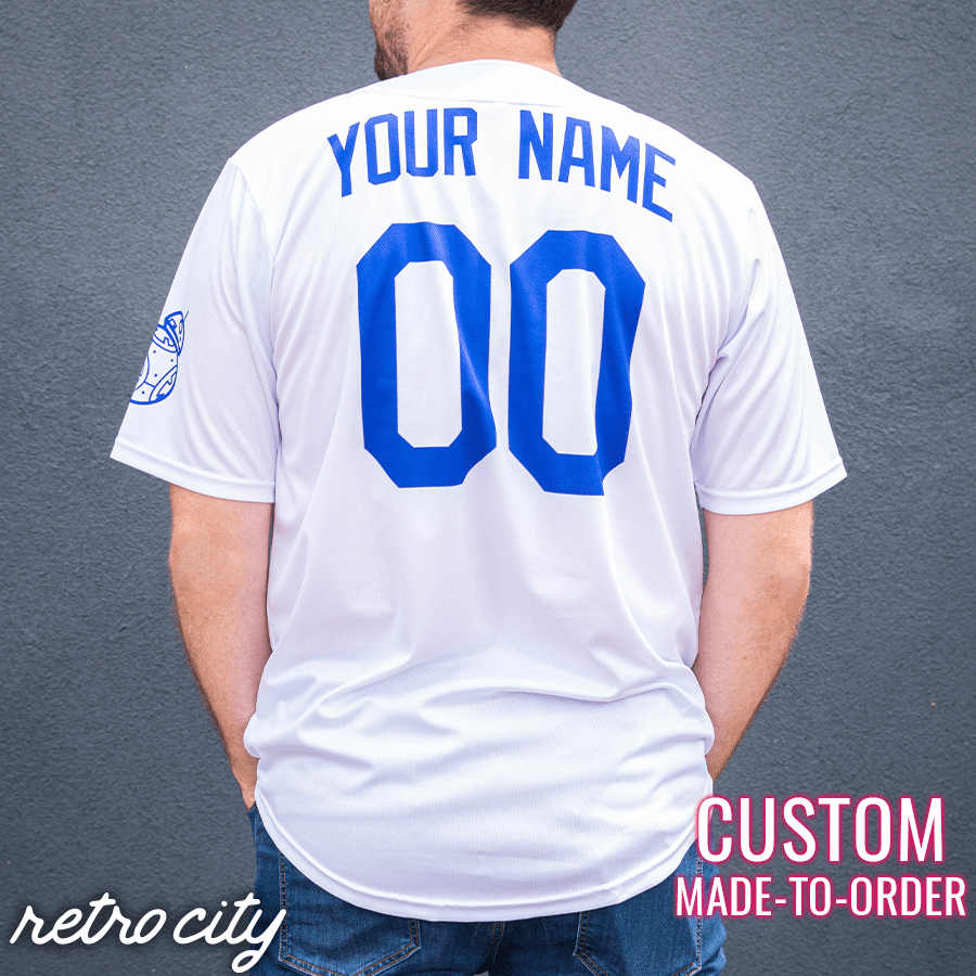droids los angeles full-button baseball jersey (white)