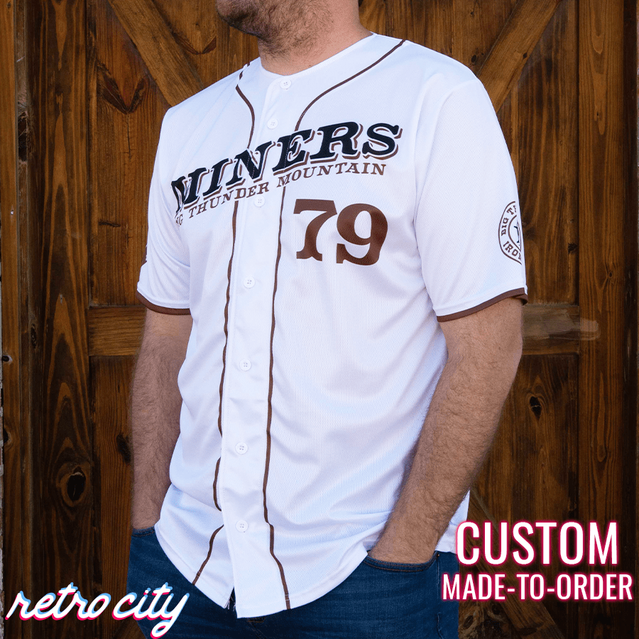 big thunder mountain railroad miners custom baseball jersey (white)