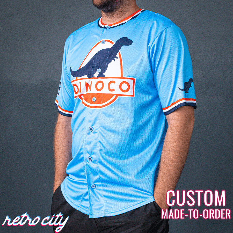 dinoco strip “the king” weathers full-button baseball fan jersey