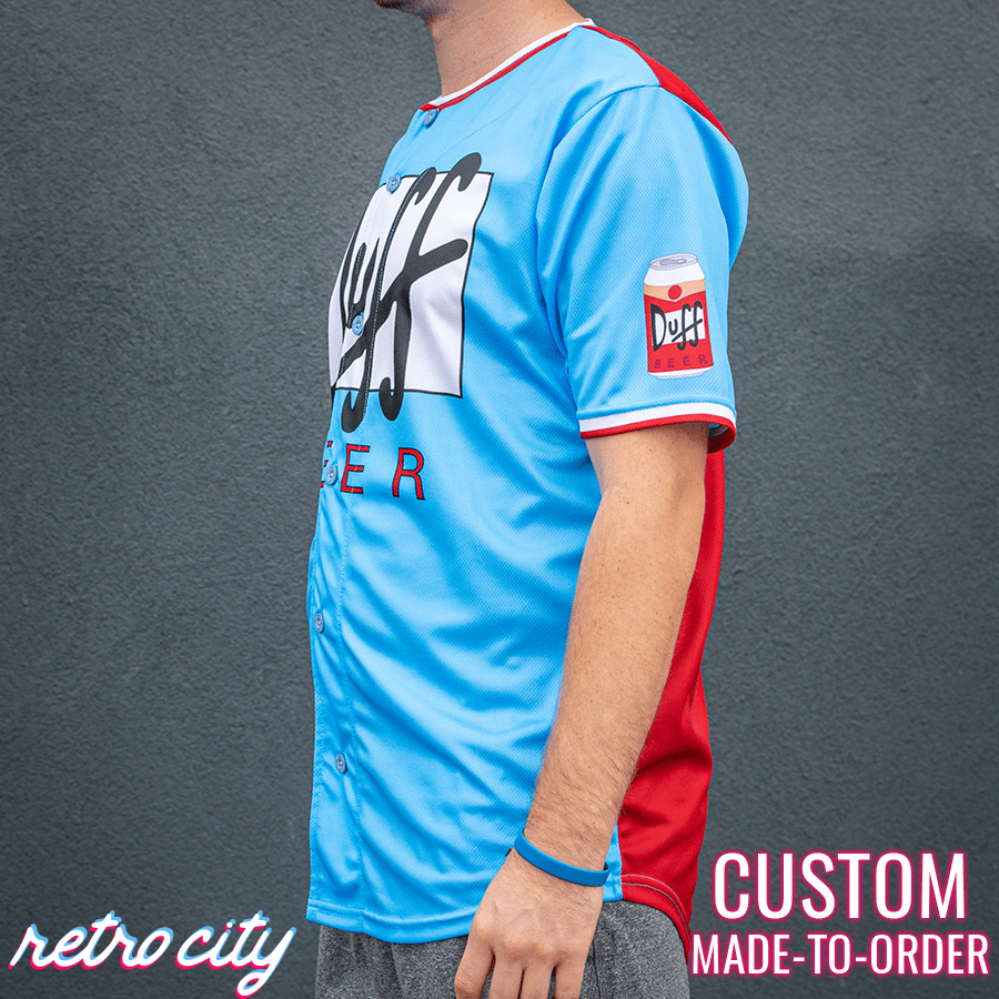 duff beer duffman simpsons full-button baseball fan jersey