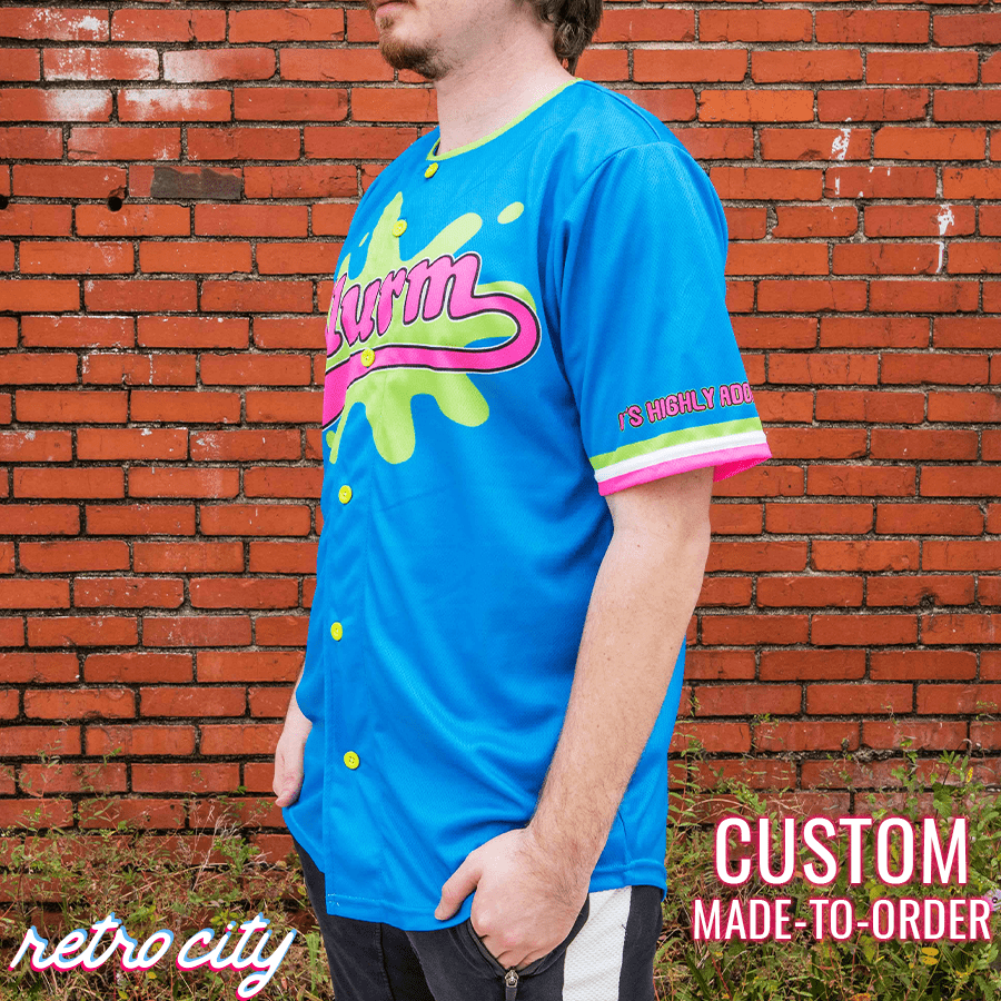 slurm soda futurama philip fry full-button baseball jersey