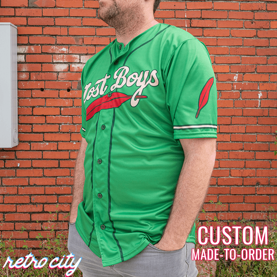 Lost Boys Peter Pan Neverland Island Full-Button Baseball Jersey (Green)