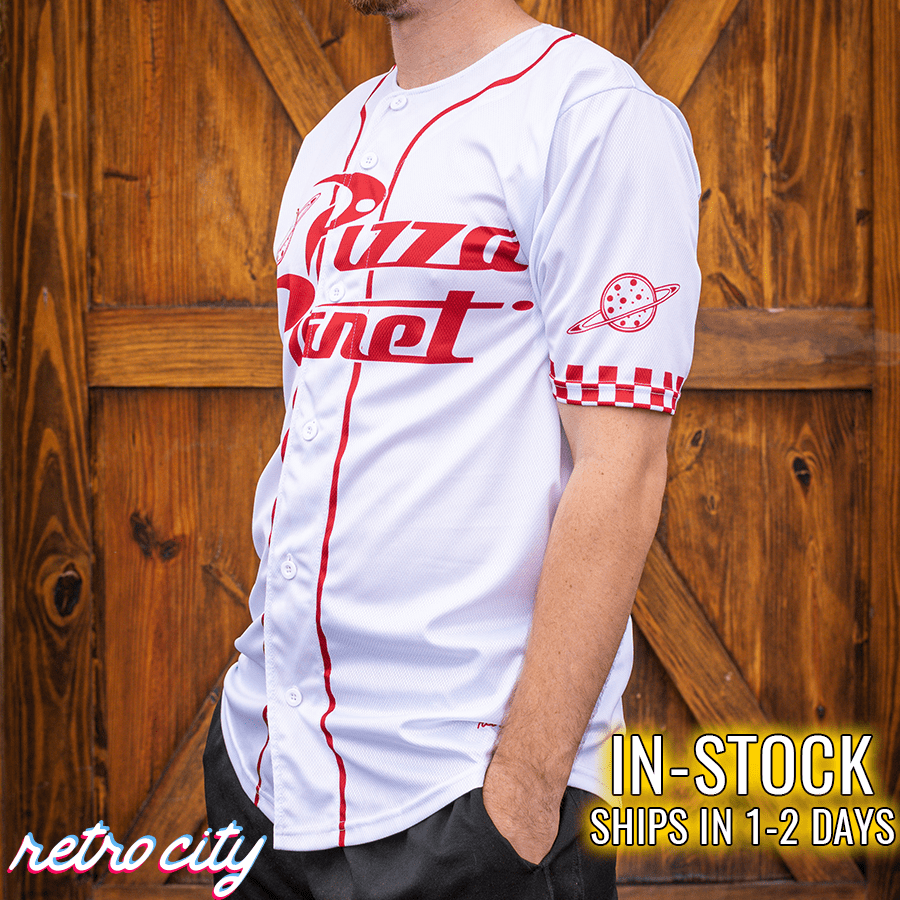 pizza planet full-button baseball fan jersey (white) *in-stock*