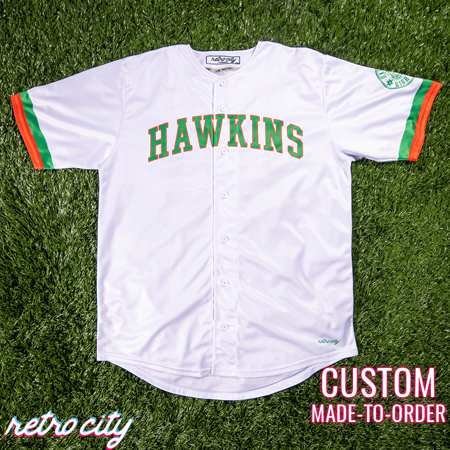 hawkins high full-button custom baseball jersey