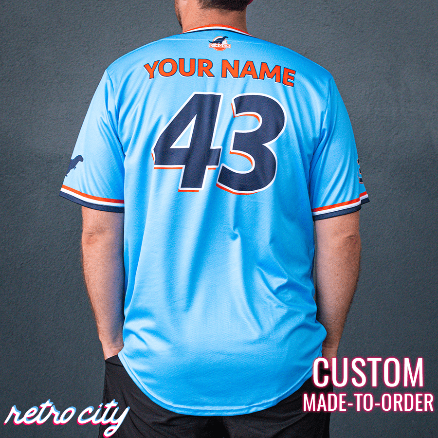 dinoco strip “the king” weathers full-button baseball fan jersey