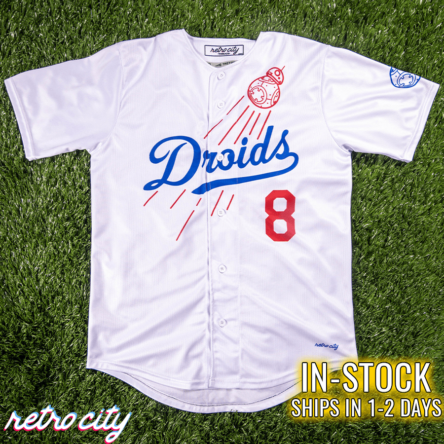 droids los angeles full-button baseball jersey (white) *in-stock*