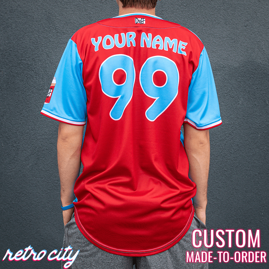 duff beer duffman simpsons full-button baseball fan jersey