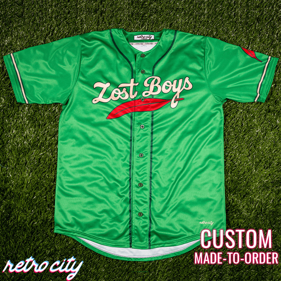 Lost Boys Peter Pan Neverland Island Full-Button Baseball Jersey (Green)