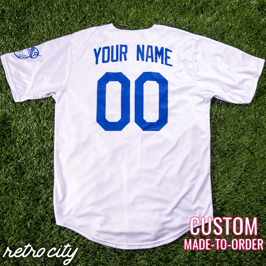 droids los angeles full-button baseball jersey (white)