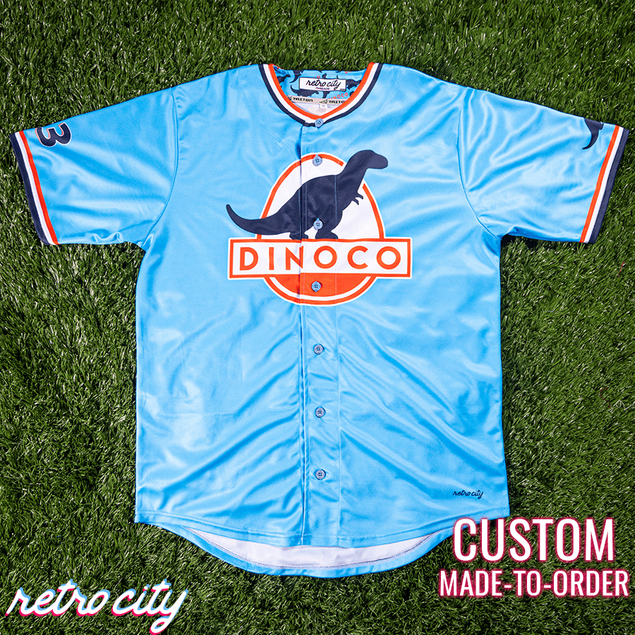 dinoco strip “the king” weathers full-button baseball fan jersey