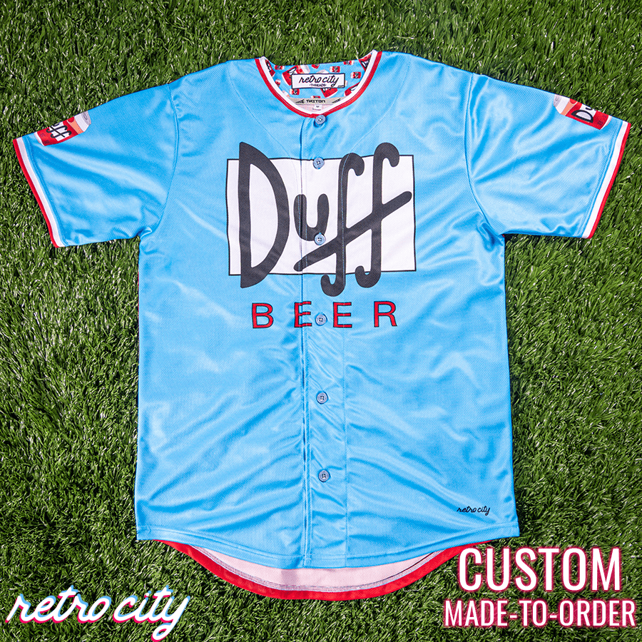 duff beer duffman simpsons full-button baseball fan jersey