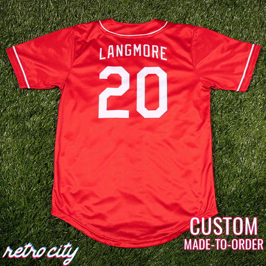 lazy-o motel ozark ruth langmore full-button baseball jersey (red)