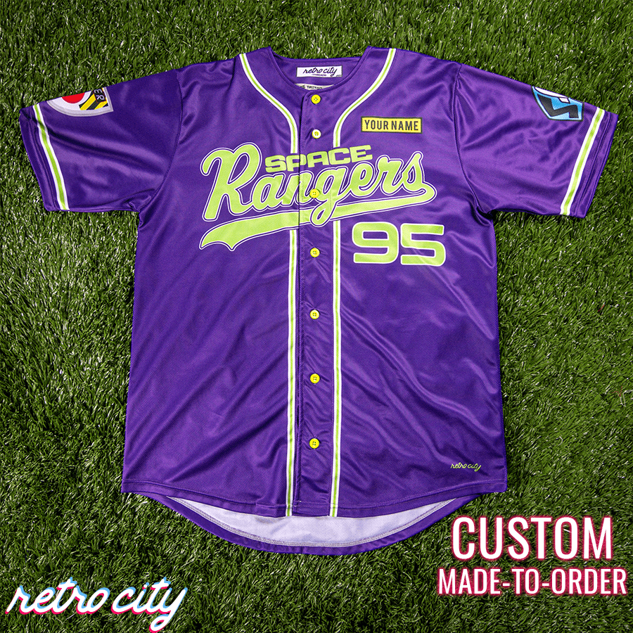 space rangers full-button baseball fan jersey (purple)