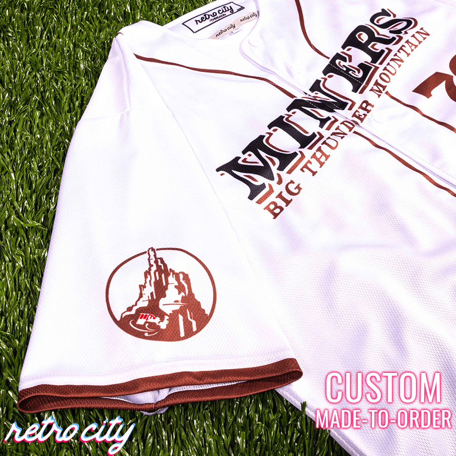 big thunder mountain railroad miners custom baseball jersey (white)
