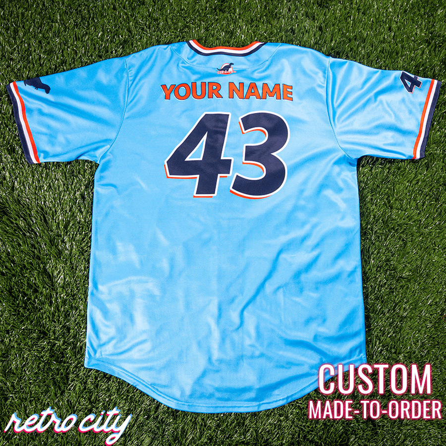 dinoco strip “the king” weathers full-button baseball fan jersey