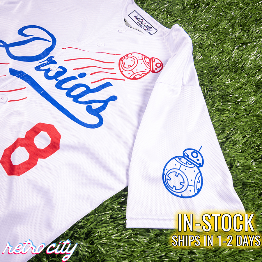 droids los angeles full-button baseball jersey (white) *in-stock*