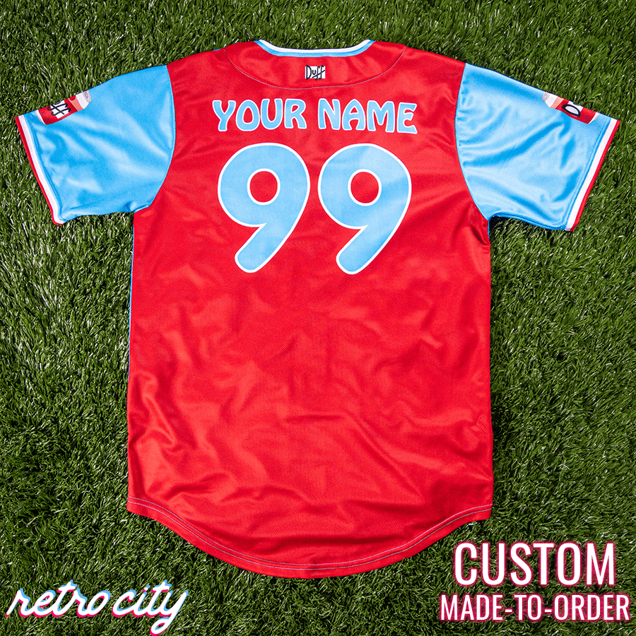 duff beer duffman simpsons full-button baseball fan jersey