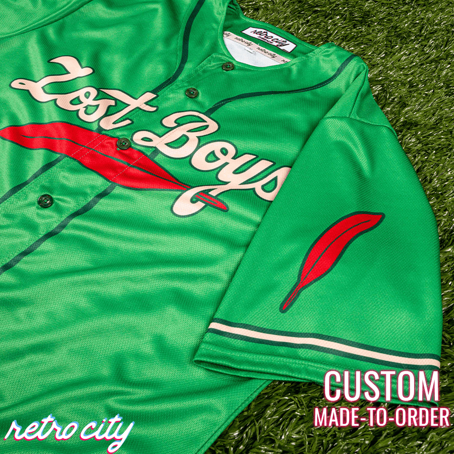 Lost Boys Peter Pan Neverland Island Full-Button Baseball Jersey (Green)