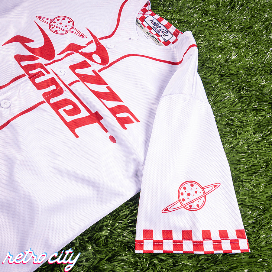 pizza planet full-button baseball fan jersey (white) *in-stock*