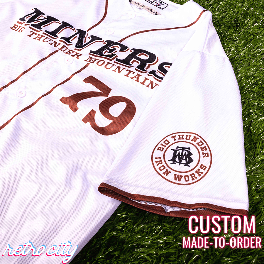 big thunder mountain railroad miners custom baseball jersey (white)