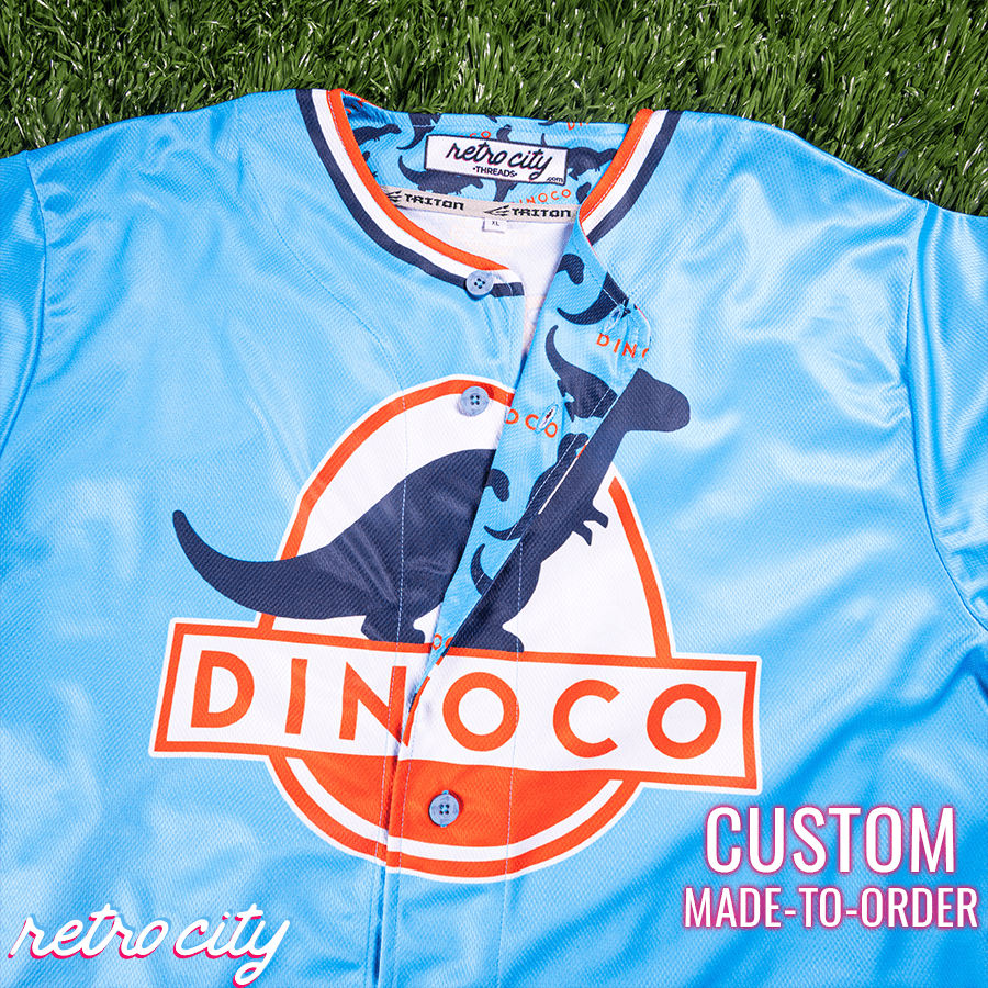 dinoco strip “the king” weathers full-button baseball fan jersey