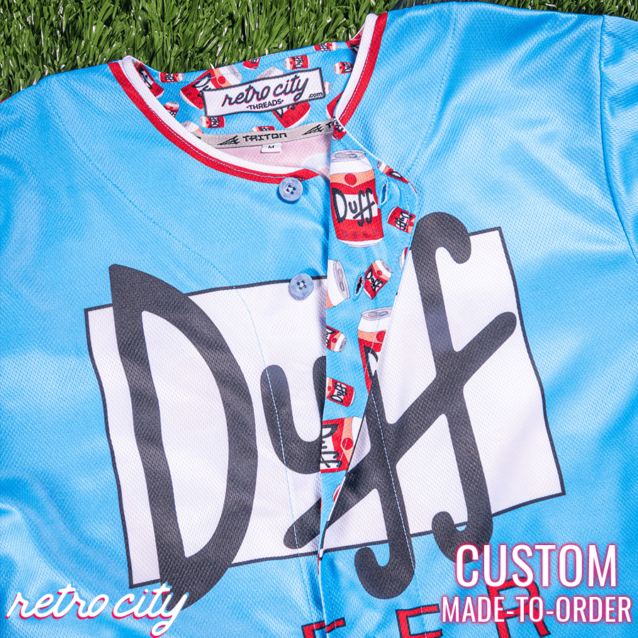 duff beer duffman simpsons full-button baseball fan jersey
