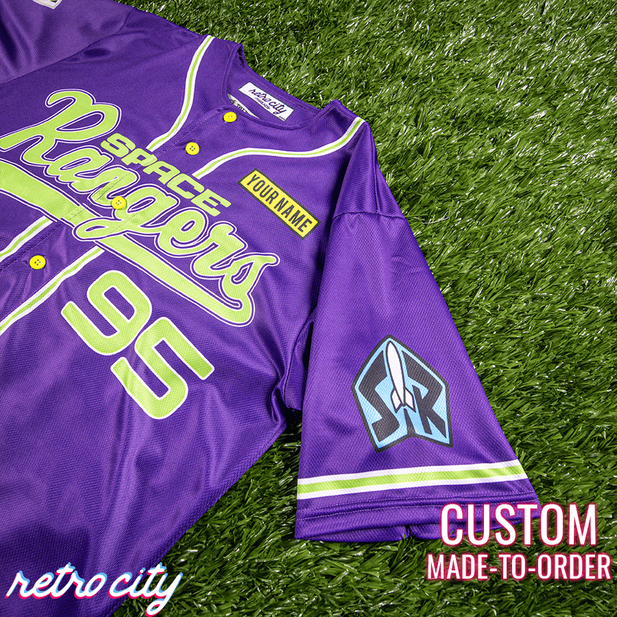 space rangers full-button baseball fan jersey (purple)
