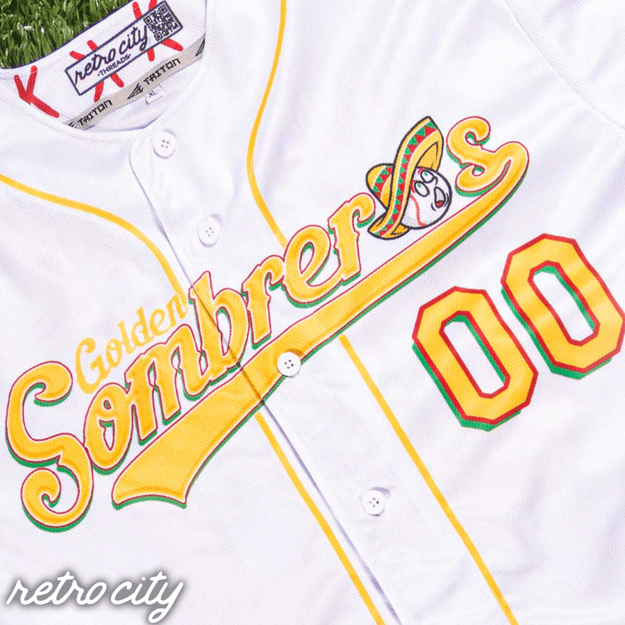 golden sombreros retro league custom baseball jersey (home)