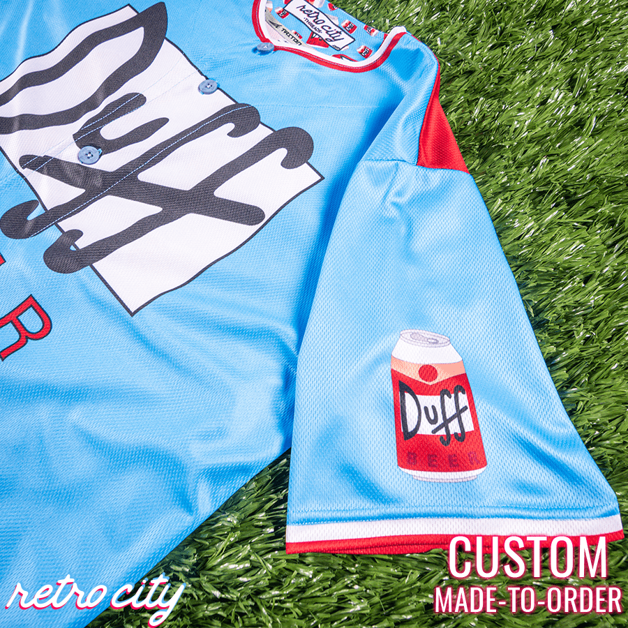 duff beer duffman simpsons full-button baseball fan jersey