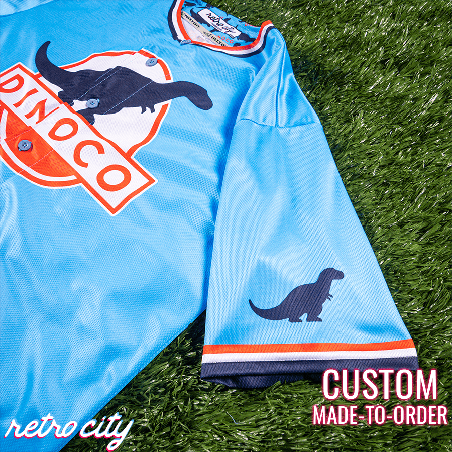 dinoco strip “the king” weathers full-button baseball fan jersey